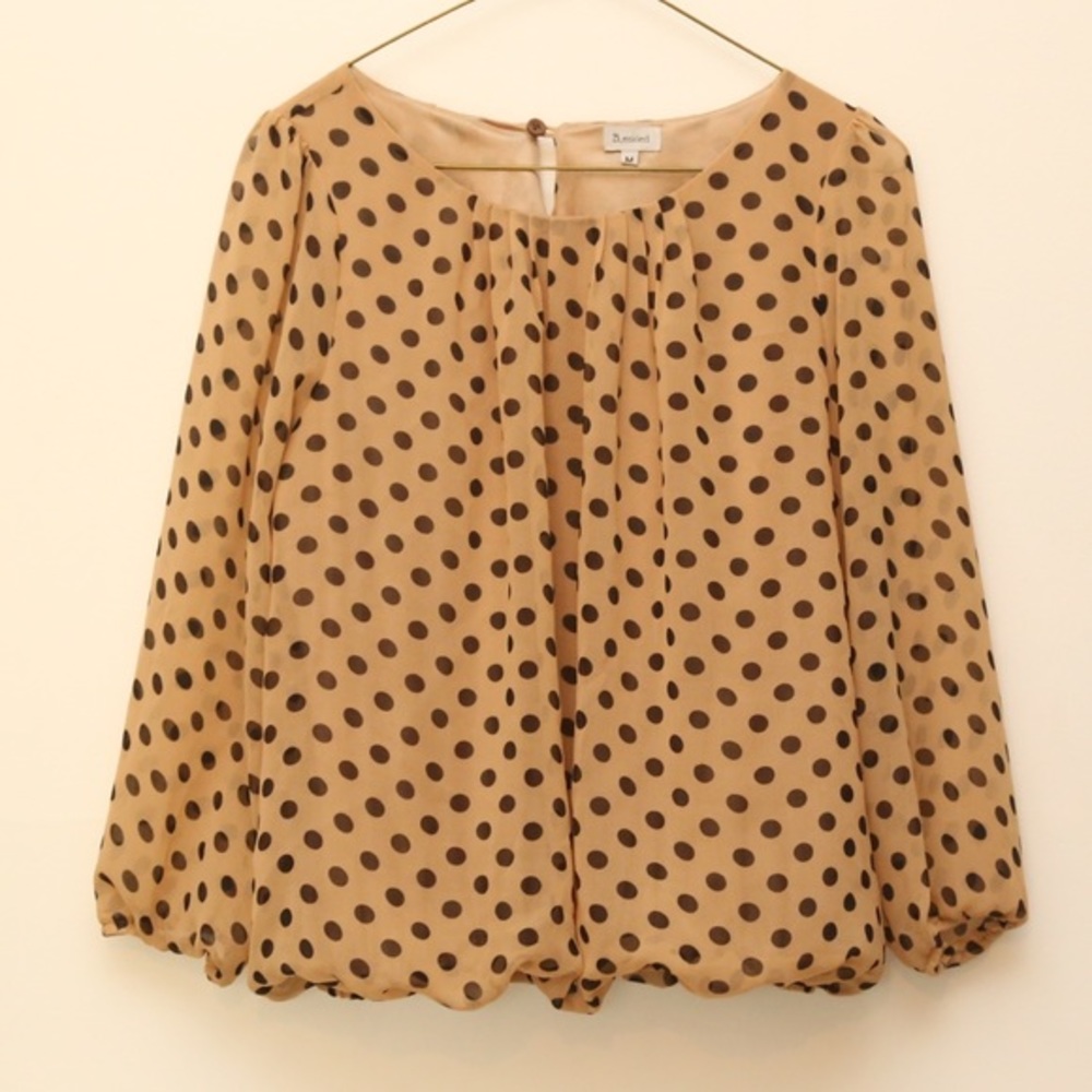B_envied sheer polka dots balloon waist top